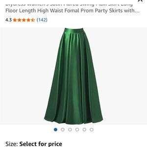 Elegant Green Satin Maxi Skirt